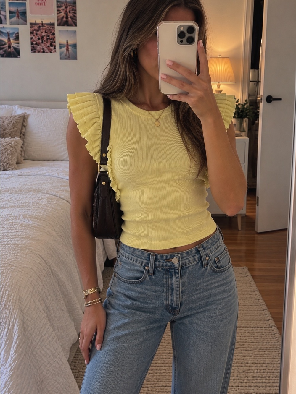 Butter Yellow Ruffle Sleeve Tank Top